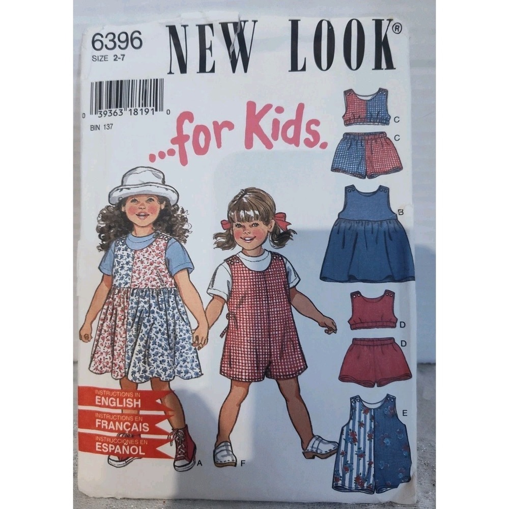 6396 New Look for Kids Girls‎ Size 2-7 CUT Dress Top Shorts Romper Vintage